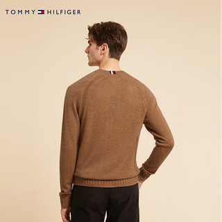 TOMMY HILFIGER【100%羊毛】男装简约合身打底羊毛衫针织毛衣02616 暖姜黄ADU M