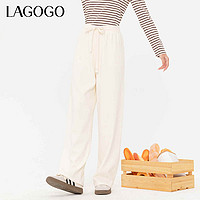 La·go·go 拉谷谷 Lagogo拉谷谷春秋季新款高腰多色糯米裤休闲裤子女百搭宽松阔腿裤