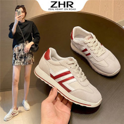 zhr女士单鞋_zhr 则则运动鞋女经典复古网红阿甘鞋女甄选牛皮拼接撞色