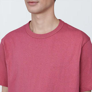 无印良品MUJI 男式 水洗 粗棉线 圆领短袖T恤 男士打底衫男款 AB1MFA4S 红色 L (175/100A)