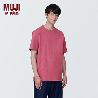 无印良品MUJI 男式 水洗 粗棉线 圆领短袖T恤 男士打底衫男款 AB1MFA4S 红色 XS (160/80A)