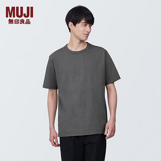 无印良品MUJI 男式 水洗 粗棉线 圆领短袖T恤 男士打底衫男款 AB1MFA4S 深灰色 XS (160/80A)