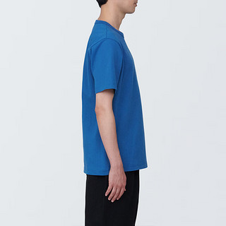 无印良品MUJI 男式 水洗 粗棉线 圆领短袖T恤 男士打底衫男款 AB1MFA4S 蓝色 XL (180/104A)