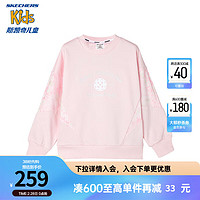 SKECHERS 斯凯奇 女童针织圆领卫衣春秋季拼接圆领保暖上衣P124G024 害羞粉/005N 165cm