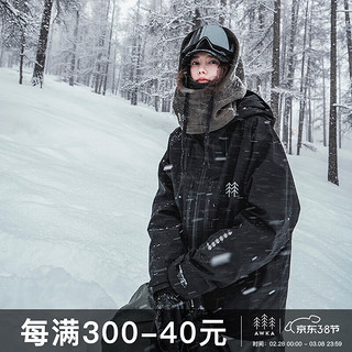 AWKA 防水单板滑雪服女冬季男士保暖国潮外套专业防风工装上衣 黑色 XL