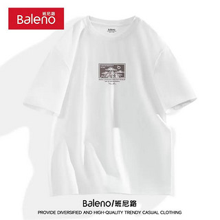 Baleno 班尼路 黑色短袖t恤男士夏季纯棉重磅半袖潮牌青少年痞帅圆领体恤