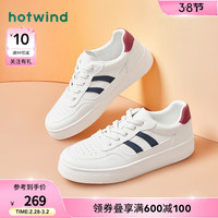 热风 hotwind2024年春季男士时尚休闲百搭学院风小白鞋板鞋 65白兰 38 偏大半码