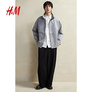 H&M格雷系男装2024春CleanFit简约格雷斜纹布外套夹克1214770 灰色 175/108A