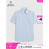 布克兄弟（BrooksBrothers）男士棉质免烫提花短袖正装衬衫 4000-浅蓝色 15