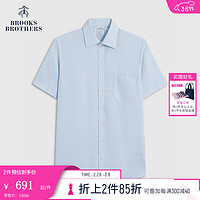 布克兄弟（BrooksBrothers）男士棉质免烫提花短袖正装衬衫 4000-浅蓝色 17H