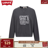 Levi's李维斯24春季女士圆领卫衣字母印花复古 灰色 A7288-0013 L