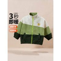贝贝怡儿童摇粒绒外套拼色休闲男童上衣春秋冬保暖百搭宝宝夹克 橄榄绿 120cm(身高110-120CM)
