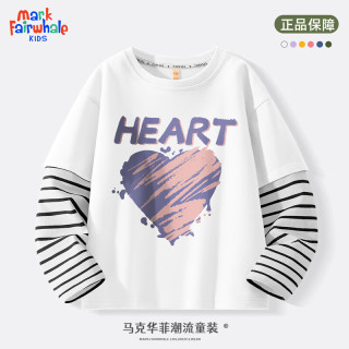 马克华菲儿童t恤长袖春秋款2024女孩衣服时尚洋气可爱透气女童打底衫 可爱心白 120