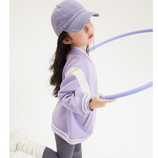 森马（Semir）儿童童装外套2024年春季男童女童时尚撞色拼接宽松棒球服 风信紫70601 100cm