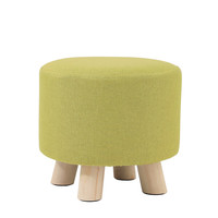 隆上隆 创意小矮凳简约凳子实木换鞋凳休闲小圆凳矮墩小凳子 抹茶-松木腿