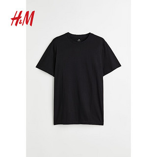 H&M 浅灰格雷系男装T恤夏季简约圆领短袖纯棉上衣