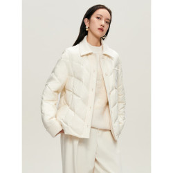 peacebirdwomen太平鸟女装衬衫式拼接绗缝轻薄羽绒服女冬宽松短款外套