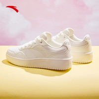 ANTA安踏小白鞋板鞋女鞋2024春季厚底休闲鞋增高复古百搭运动鞋子 象牙白-4 35.5