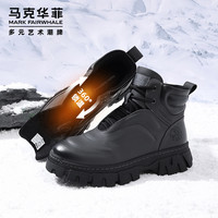 马克华菲马丁靴男款冬季保暖加绒棉鞋男士高帮工装靴子男靴雪地靴 灰黑【加绒】 40 皮鞋尺码