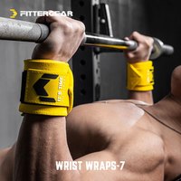 FITTERGEAR护腕男卧推护手腕举重力量训练防扭伤运动绷带 黄色一对 黄色一对(大神选他/材质偏硬)