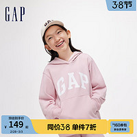 Gap 盖璞 男童2024春季经典字母logo连帽卫衣儿童装套头上衣400075 粉红色 130cm(S)亚洲尺码