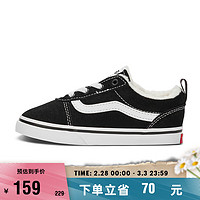 VANS范斯童鞋 Ward Slip-on美式街头黑白配色加绒小童帆布鞋 黑色 22码 实测内长13.5cm