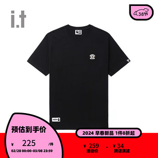 fingercroxx it 男装春夏时尚LOGO纯色圆领短袖T恤00402XM BKX/黑色 L