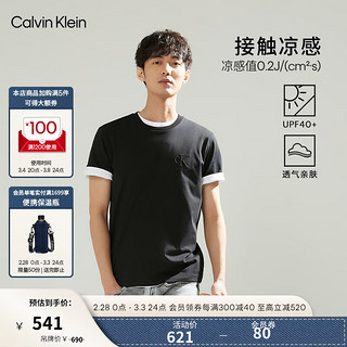 Calvin Klein【不晒系列防晒】Jeans24春夏男士户外运动凉感短袖T恤J326337 BEH-火山黑 L