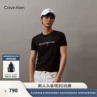 Calvin Klein Jeans24春夏男士层叠反光印花修身打底短袖T恤J325512 BEH-太空黑 XXL