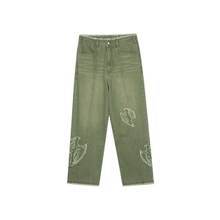 英克斯（inxx）Standby 潮流复古休闲宽松直筒牛仔裤长裤XME1220238 军绿色-2 XL