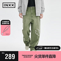 英克斯（inxx）Standby 潮流复古休闲宽松直筒牛仔裤长裤XME1220238 军绿色-1 M