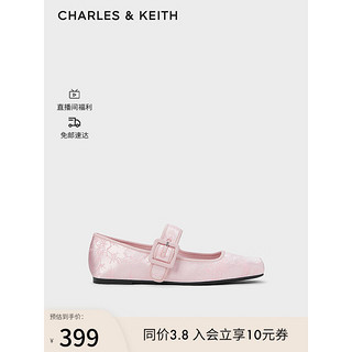 CHARLES&KEITH24春季龙年刺绣方头平底玛丽珍鞋女CK1-71720064 Light Pink浅粉色 40