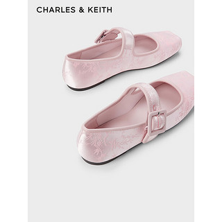 CHARLES&KEITH24春季龙年刺绣方头平底玛丽珍鞋女CK1-71720064 Light Pink浅粉色 40