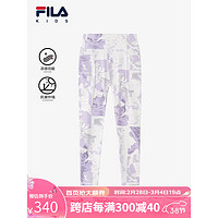 FILA【抗紫外线UPF50+】斐乐童装裤子2024夏中大童女童打底裤 满印一-ZA 160