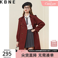 KBNE风衣外套女中长款高级感今年流行复古小个子大衣 红色 S