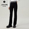 阿玛施（AMASS）时尚百搭休闲字母织带四面弹力小黑微喇正装西裤女5100460 招牌面料-黑 XL(5码)