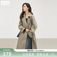 对白复古英伦风中长款风衣外套女2024春装今年流行卡其色大衣 卡其色 L