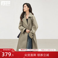 对白复古英伦风中长款风衣外套女2024春季今年流行卡其色大衣 卡其色 XL