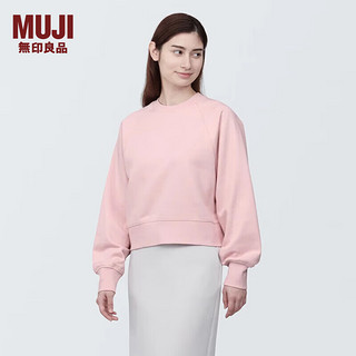 无印良品（MUJI）女式 紧密织 运动衫 女士女款  卫衣 圆领短款春季 浅粉红色 L （165/88A）