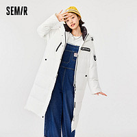 Semir 森马 羽绒服女长款连帽冬季保暖厚外套时尚机能风