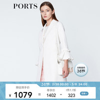 PORTS宝姿 新品商场同款毛呢大衣女优雅喇叭袖翻领中长大衣SN8C001HFD015