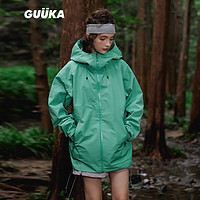 古由卡（GUUKA）TECH机能潮牌冲锋衣登山外套男秋 防风防水连帽风衣宽松 绿色G51005 M