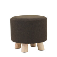 隆上隆 创意小矮凳简约凳子实木换鞋凳休闲小圆凳矮墩小凳子 棕色-松木腿