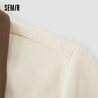 森马（Semir）POLO衫女短款印花复古风2024夏季修身绑带上衣 白色调00311 170/92A/XL