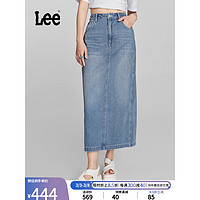 Lee24早春浅蓝色后开叉设计女牛仔半身裙显瘦潮LWB008211205 浅蓝色 M