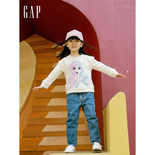 Gap女幼童抓绒艾莎公主联名卫衣618810春季儿童装运动上衣 象牙白 110cm(5岁)