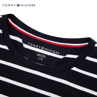 TOMMY HILFIGER24新款春季男装简约小绣标通勤条纹修身版短袖T恤78JA565