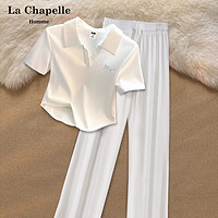 La Chapelle T恤套装女2023夏季显瘦小个子短袖冰丝阔腿裤休闲两件套