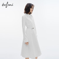 伊芙丽（eifini）伊芙丽白色防透干净氛围感衬衫连衣裙2024春装新款简约气质裙子 漂白色