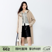 伊芙丽（eifini）伊芙丽户外派克式连帽冲锋衣长风衣女2024春装新款百搭外套 卡其色 1